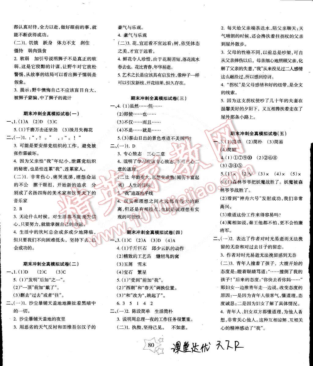 2015年课堂达优期末冲刺100分六年级语文下册人教版 第4页