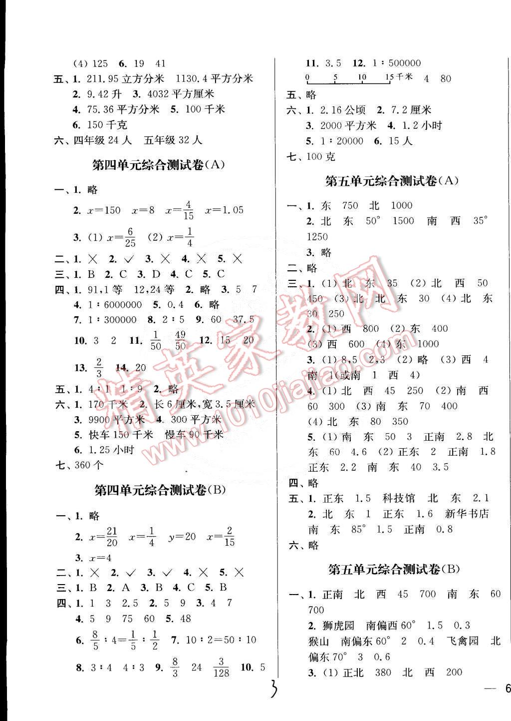 2015年亮點(diǎn)給力大試卷六年級(jí)數(shù)學(xué)下冊(cè)江蘇版 第3頁