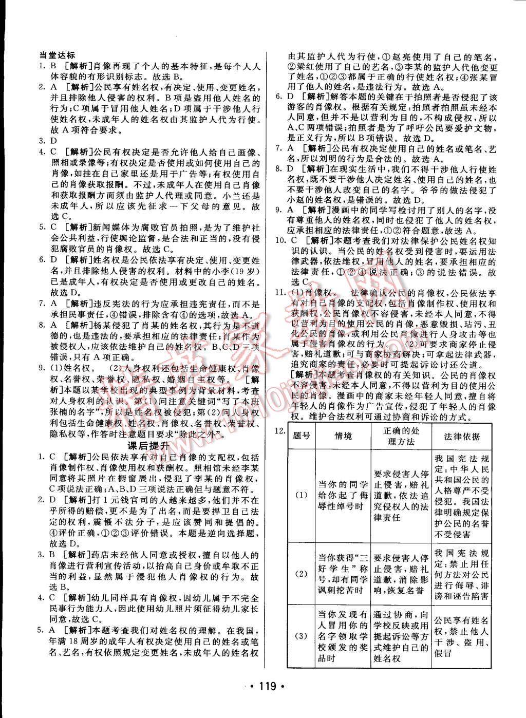 2015年同行學案課堂達標八年級思想品德下冊人教版 第11頁