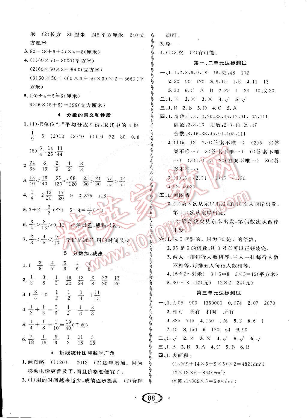 2015年1课3练培优作业本五年级数学下册人教版 第6页