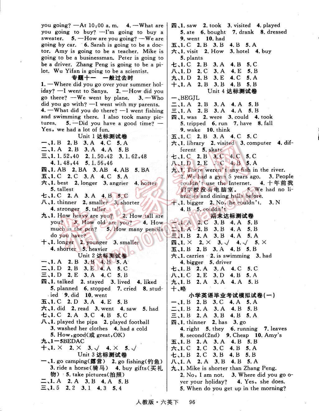 2015年轻松学习100分六年级英语下册人教版 第5页