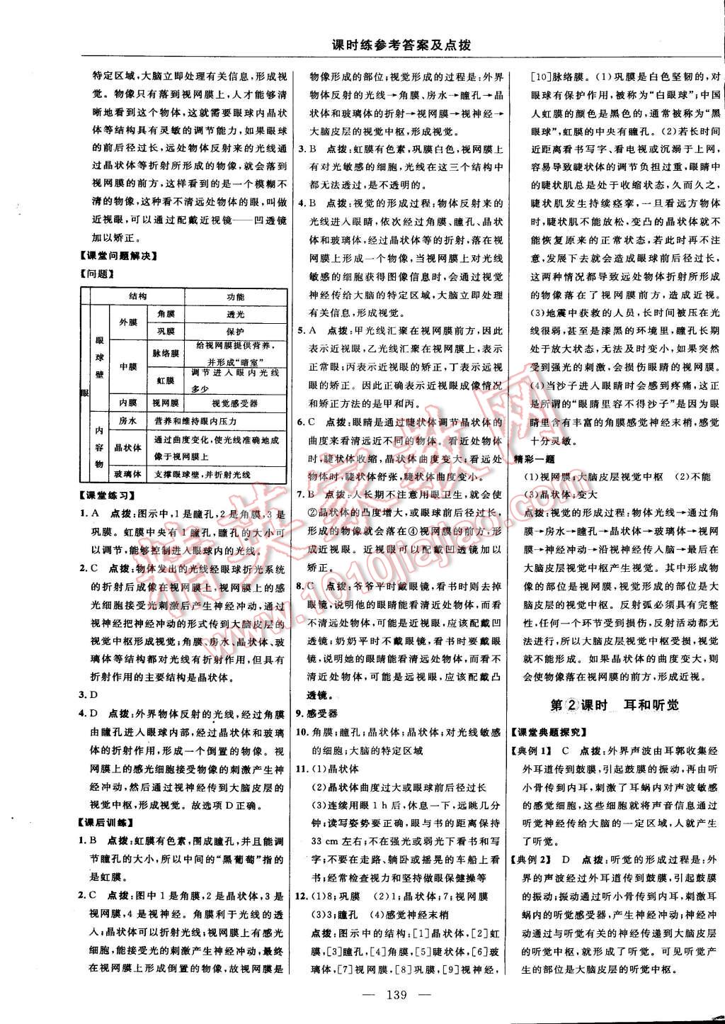 2015年点拨训练七年级生物下册人教版 第25页