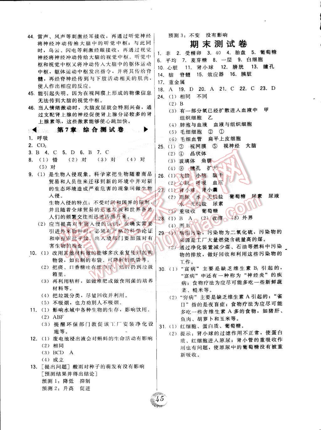 2015年北大綠卡課時同步講練七年級生物下冊人教版 第9頁