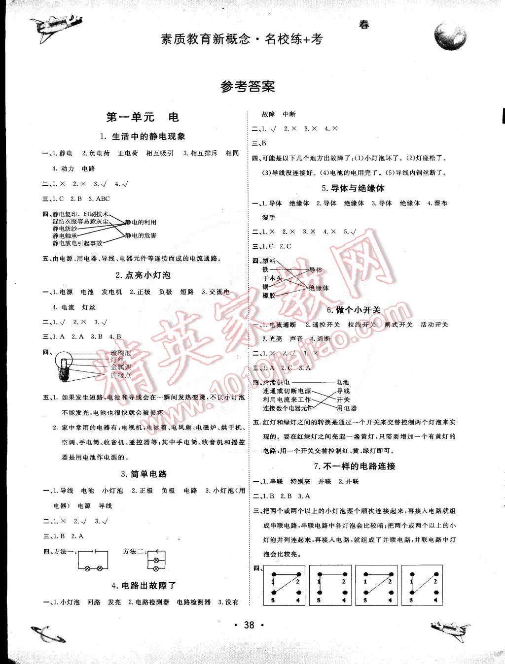 2015年名校練加考四年級科學(xué)下冊教科版 第1頁