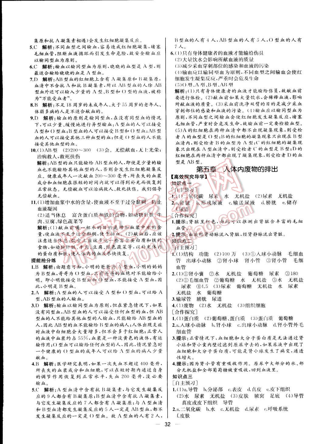 2015年同步导学案课时练七年级生物学下册人教版河北专版 第16页