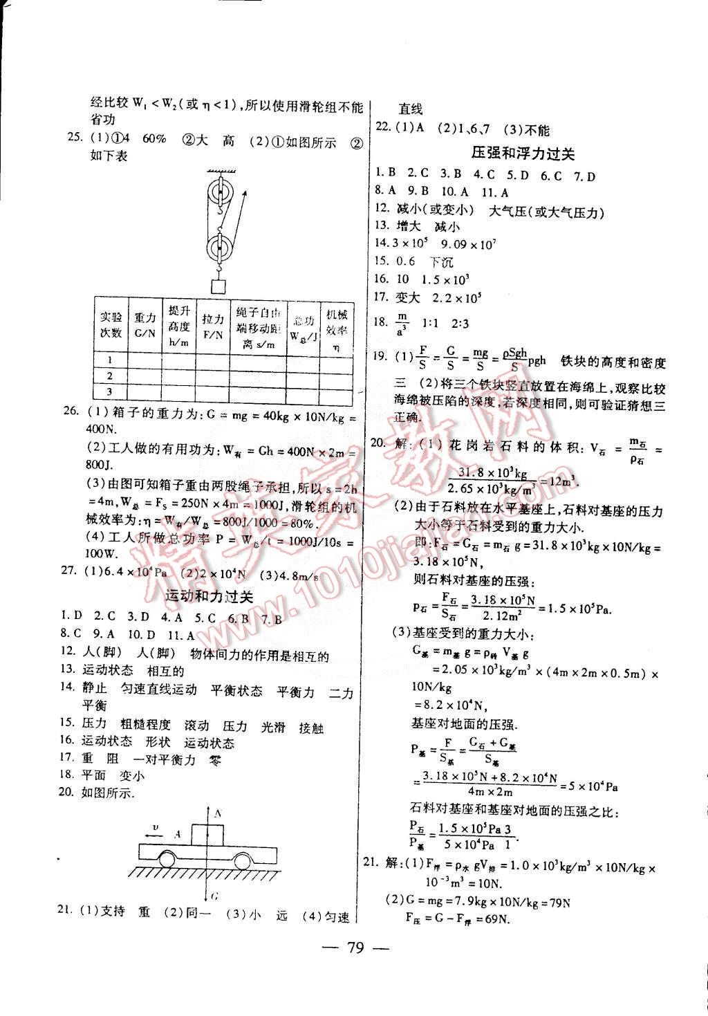 2015年名师金考卷八年级物理下册人教版 第7页