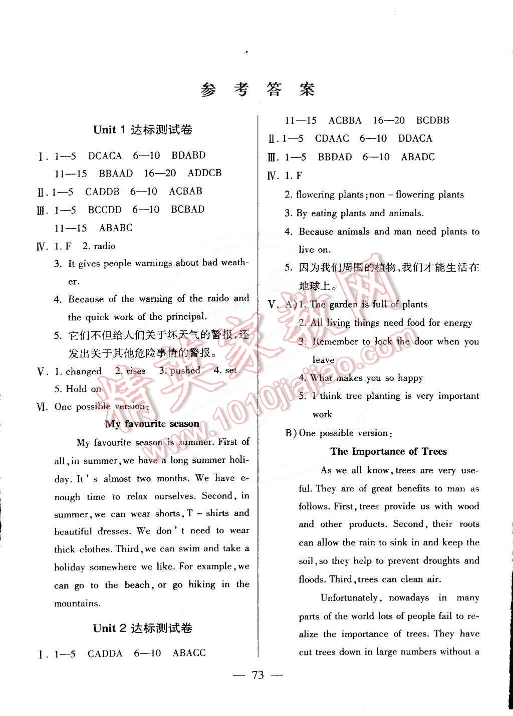 2015年名师金考卷八年级英语下册冀教版 第1页