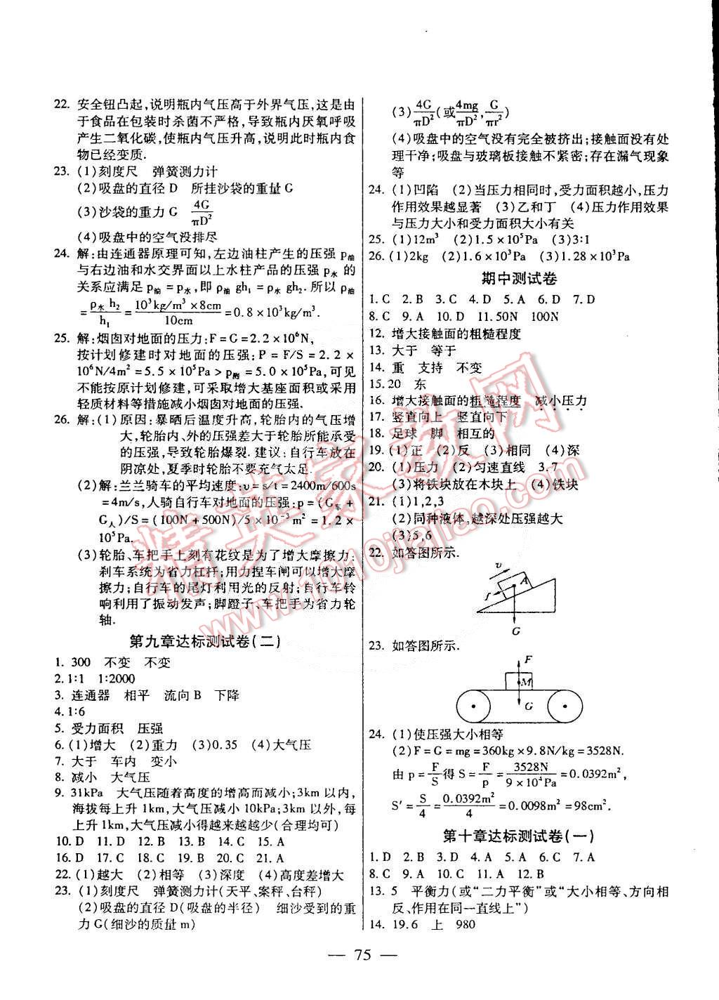 2015年名師金考卷八年級物理下冊人教版 第3頁