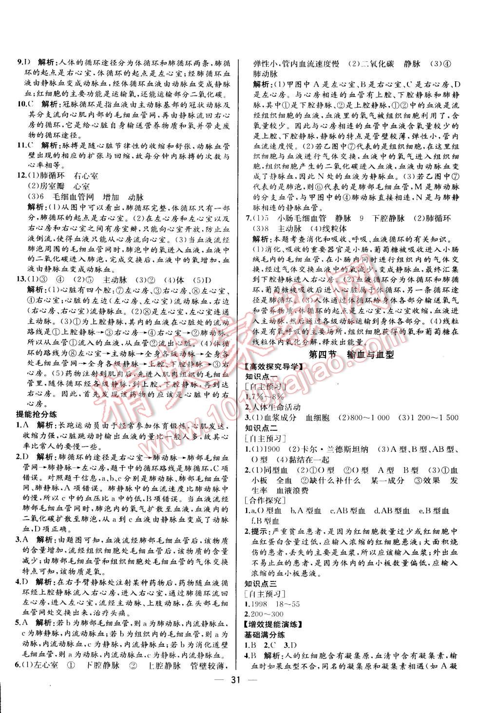 2015年同步导学案课时练七年级生物学下册人教版河北专版 第15页