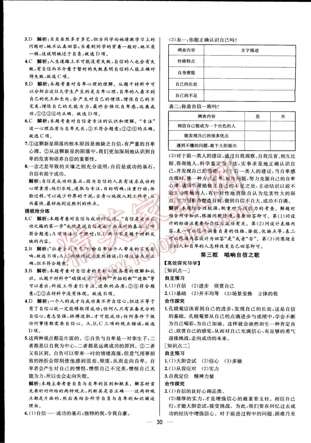 2015年同步导学案课时练七年级思想品德下册人教版 第39页