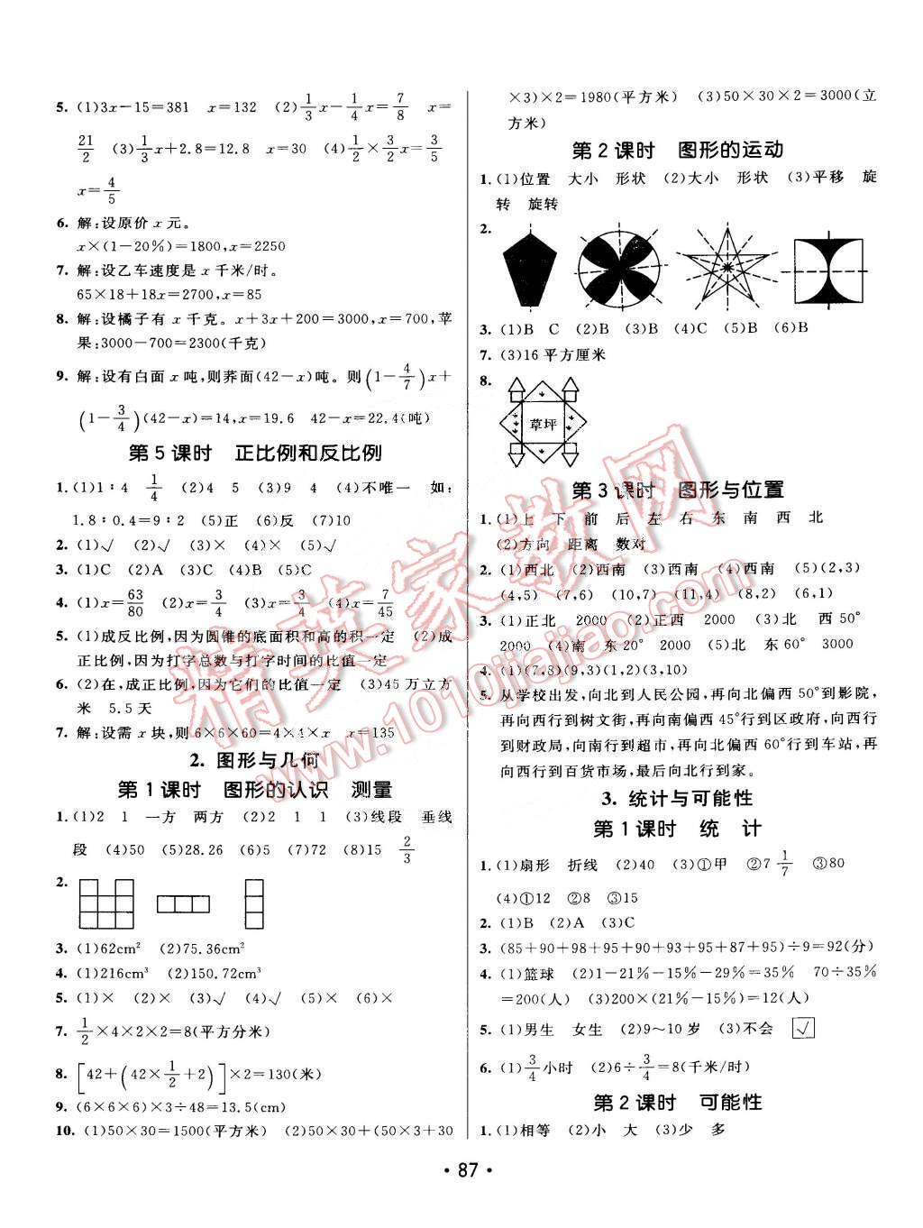 2015年同行課課100分過關作業(yè)六年級數學下冊蘇教版 第5頁