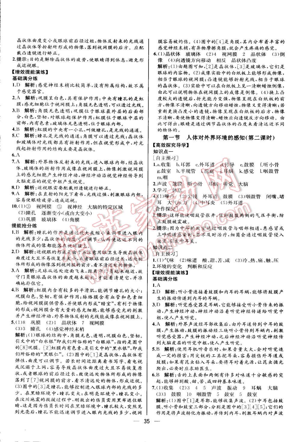 2015年同步导学案课时练七年级生物学下册人教版河北专版 第19页