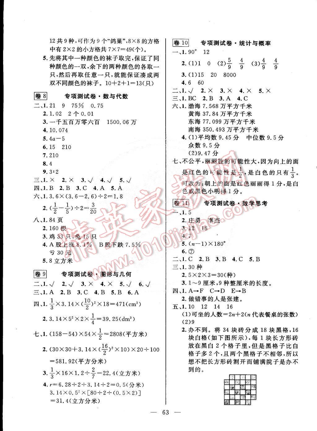 2015年探究100分小學(xué)同步3練六年級數(shù)學(xué)下冊 第3頁