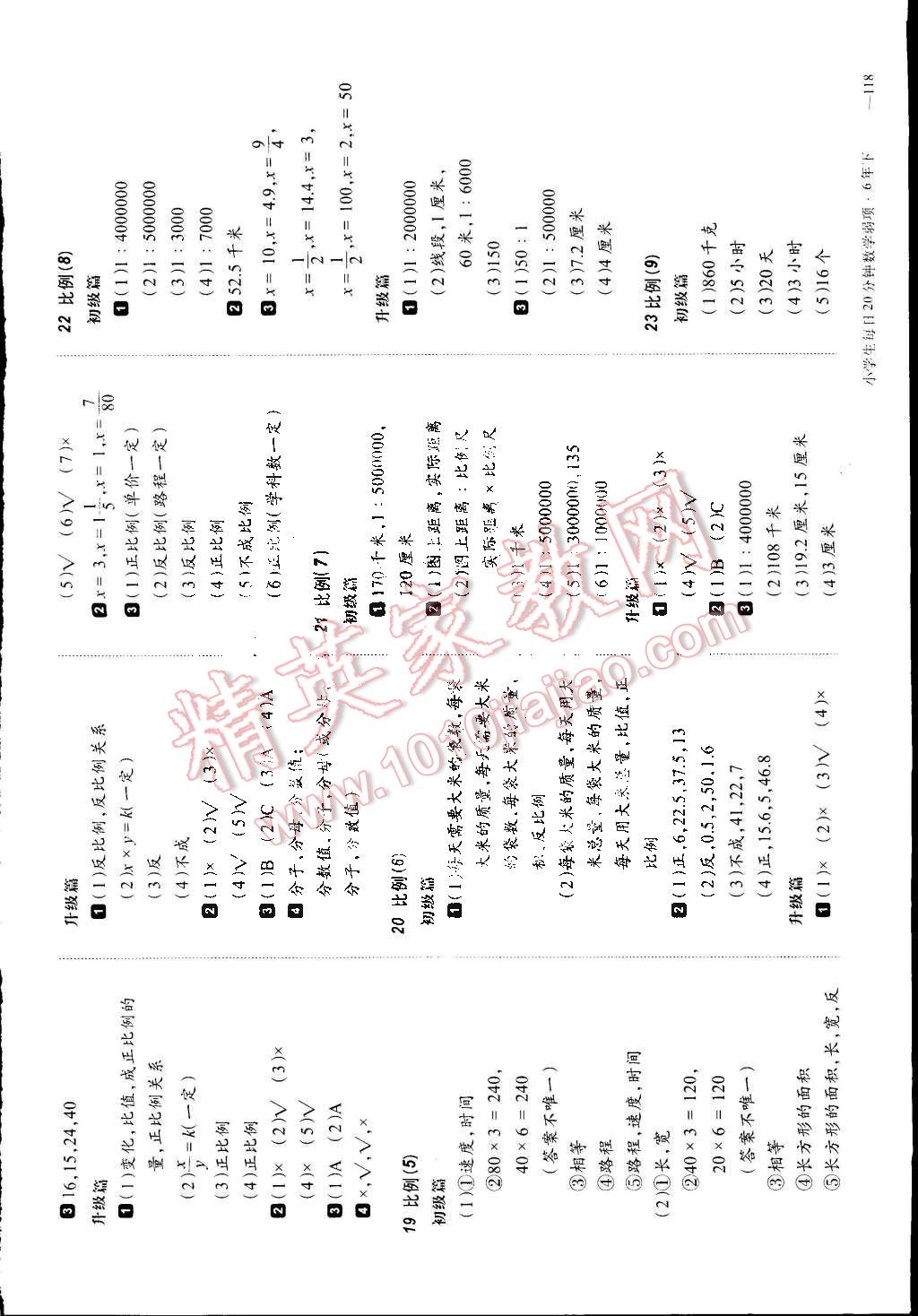 2015年小学生每日20分钟数学弱项六年级下册 第4页