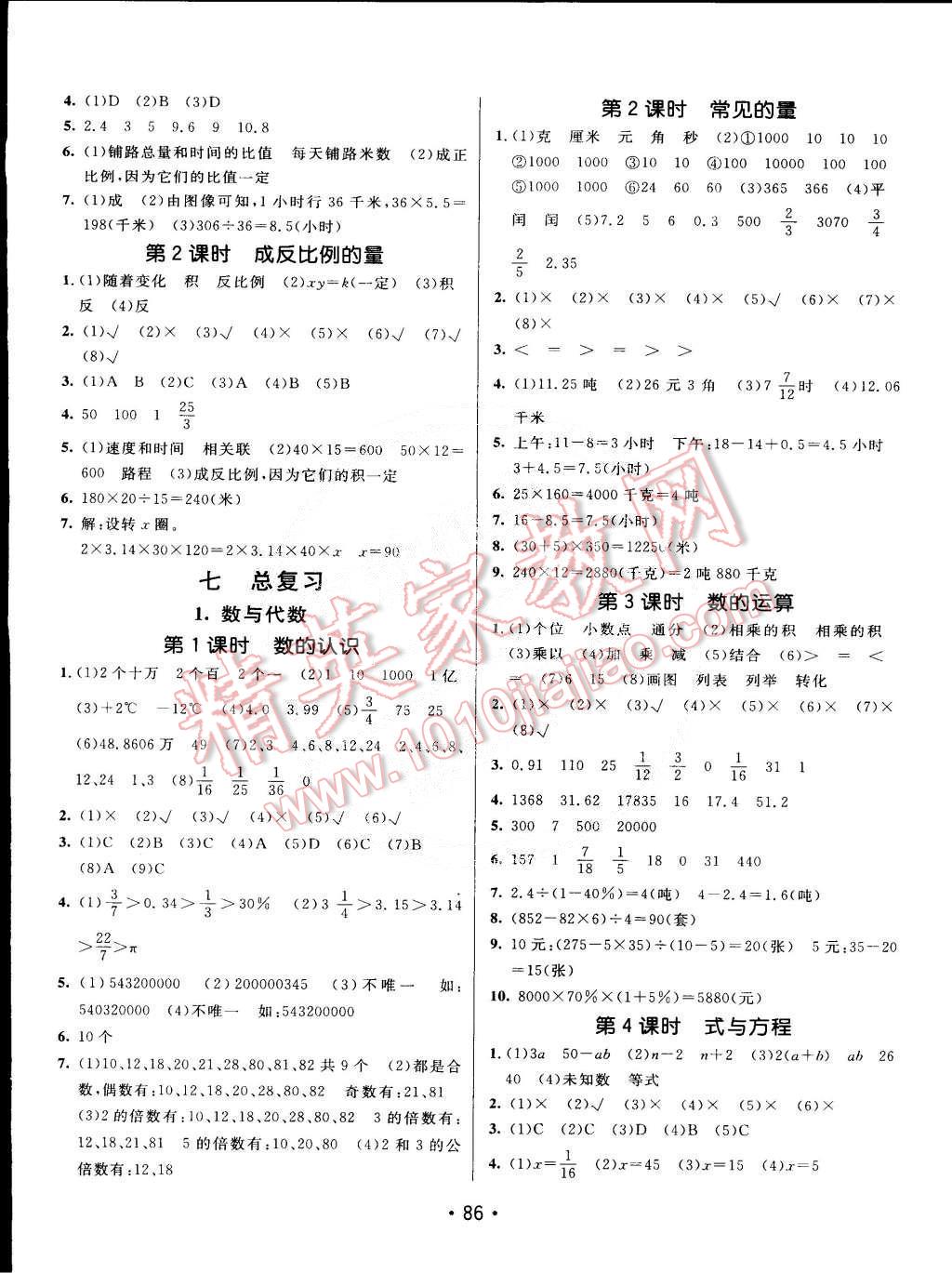 2015年同行课课100分过关作业六年级数学下册苏教版 第4页