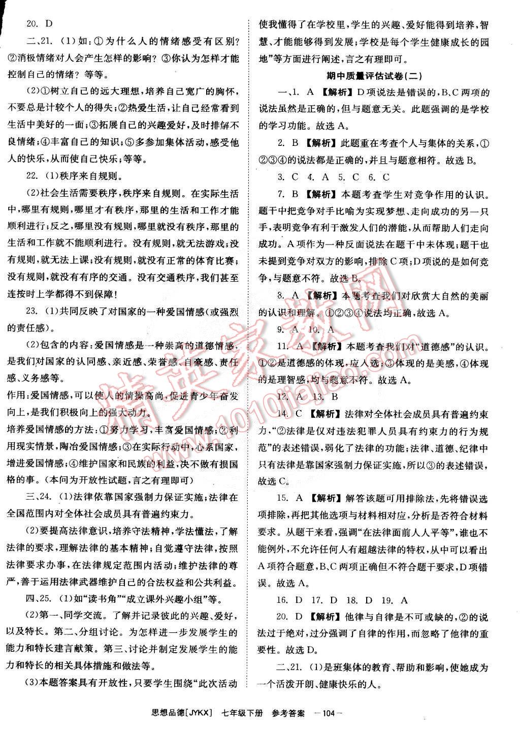 2015年全效学习七年级思想品德下册教科版 第16页