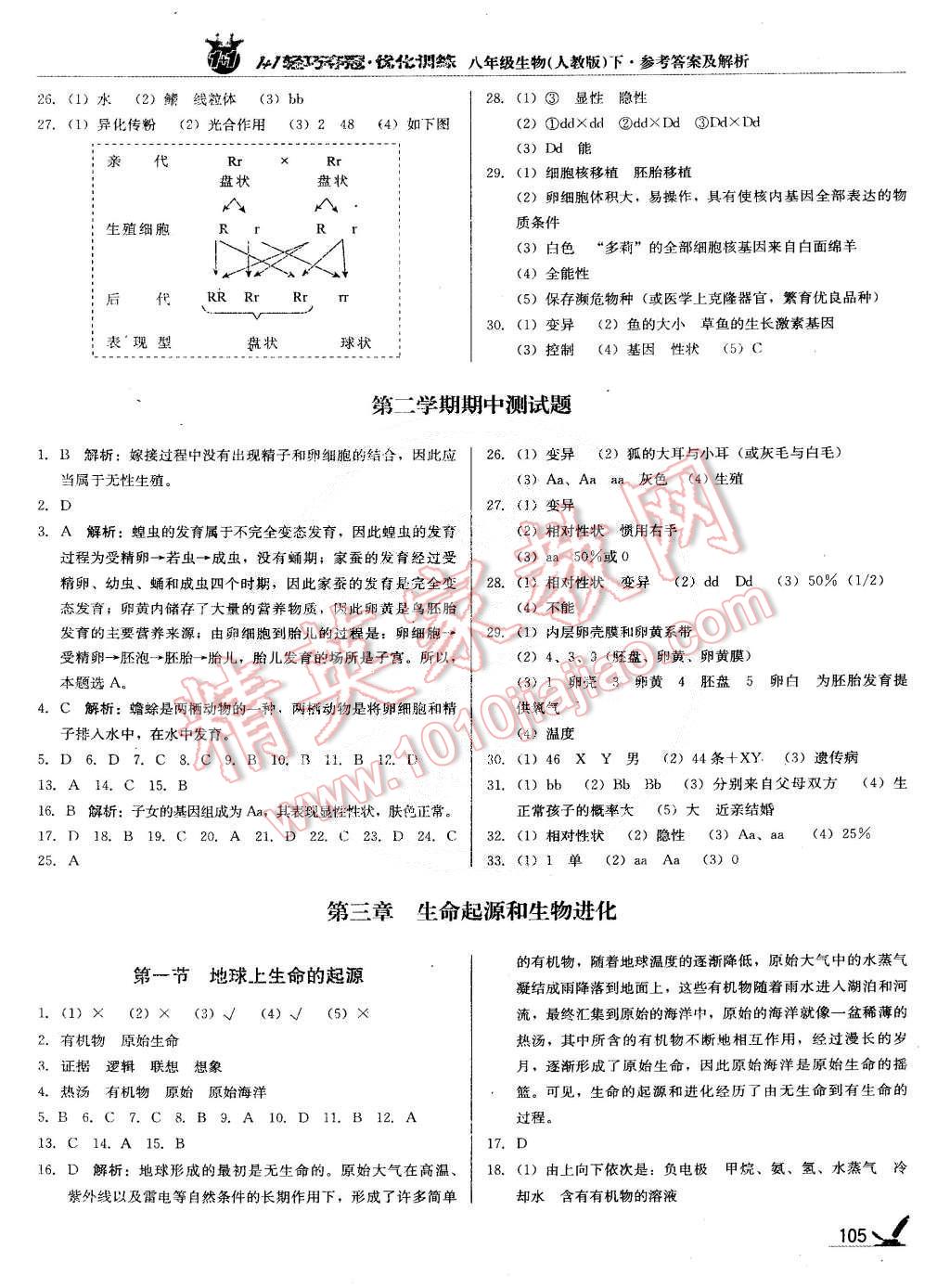 2015年1加1輕巧奪冠優(yōu)化訓(xùn)練八年級生物下冊人教版銀版 第10頁