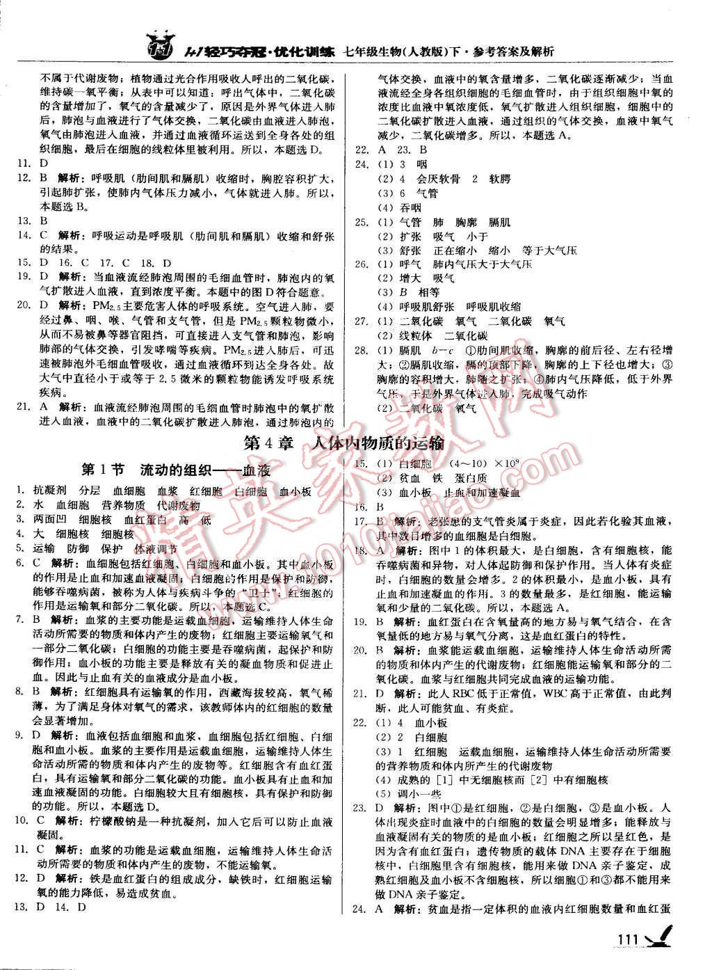 2015年1加1轻巧夺冠优化训练七年级生物下册人教版银版 第8页