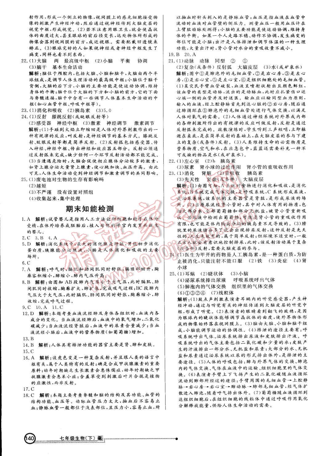 2015年练出好成绩创新学习高效课时训练七年级生物下册人教版 第23页