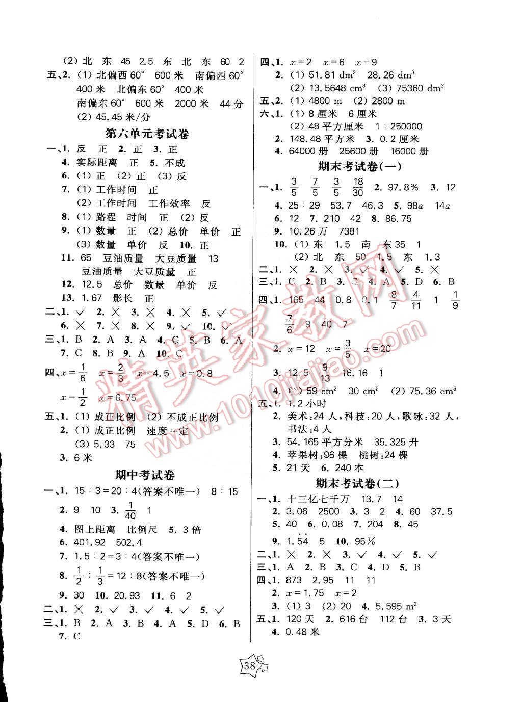 2015年100分闯关课时作业六年级数学下册苏教版 第6页