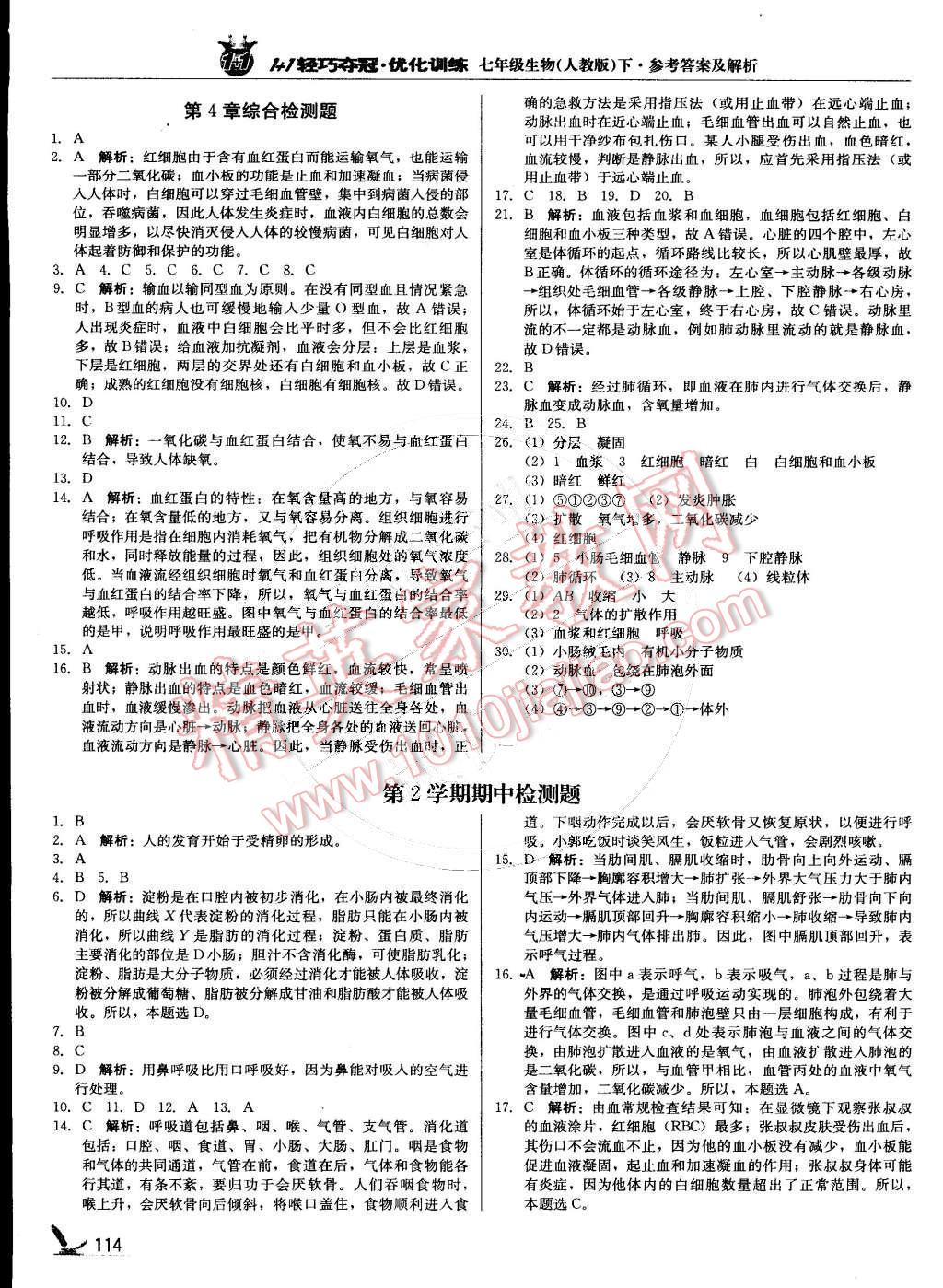 2015年1加1轻巧夺冠优化训练七年级生物下册人教版银版 第11页