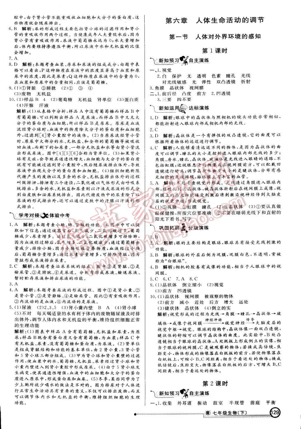 2015年练出好成绩创新学习高效课时训练七年级生物下册人教版 第12页