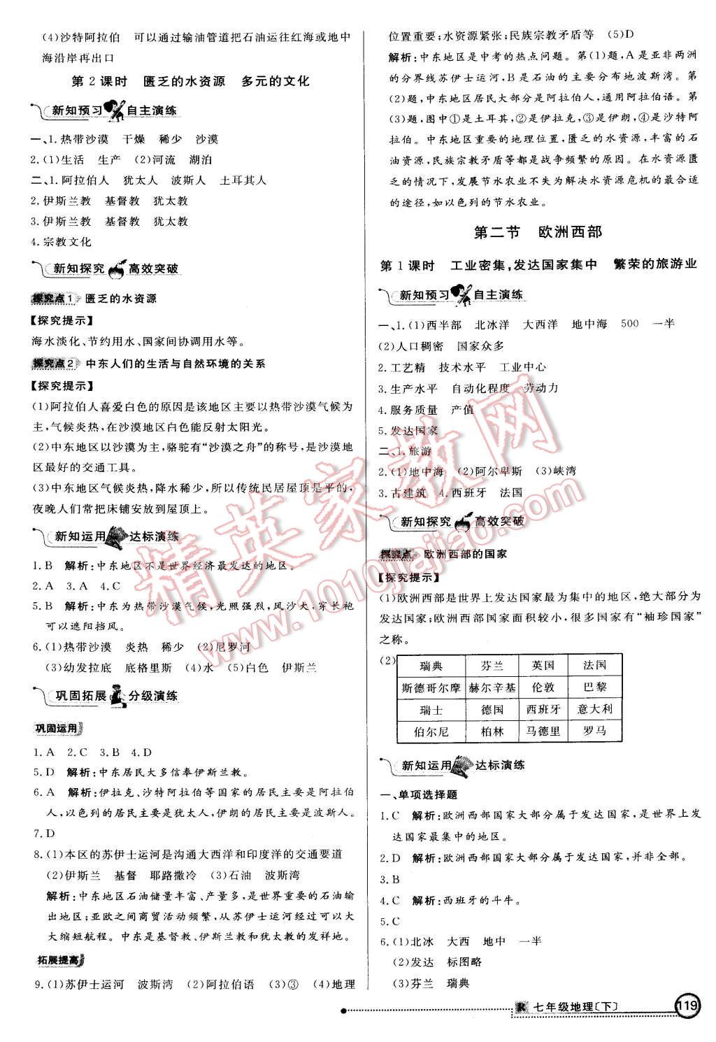 2015年練出好成績創(chuàng)新學(xué)習(xí)高效課時(shí)訓(xùn)練七年級地理下冊人教版 第10頁