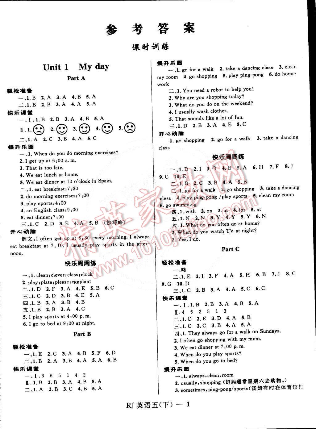 2015年奪冠百分百小學(xué)優(yōu)化訓(xùn)練五年級(jí)英語(yǔ)下冊(cè)人教版 第1頁(yè)