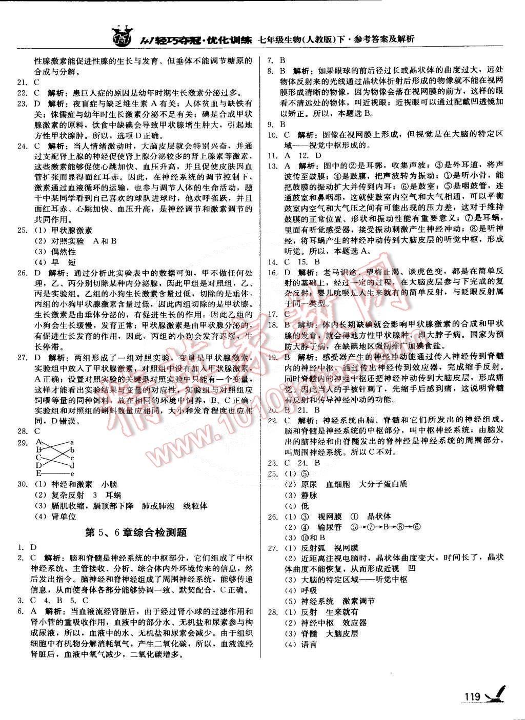 2015年1加1轻巧夺冠优化训练七年级生物下册人教版银版 第16页