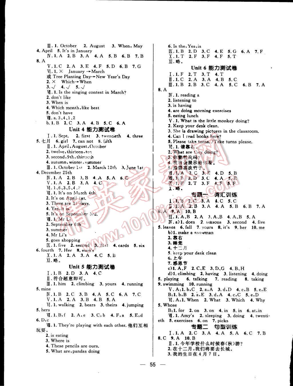 2015年天天100分小學(xué)優(yōu)化測試卷五年級英語下冊人教版 第3頁