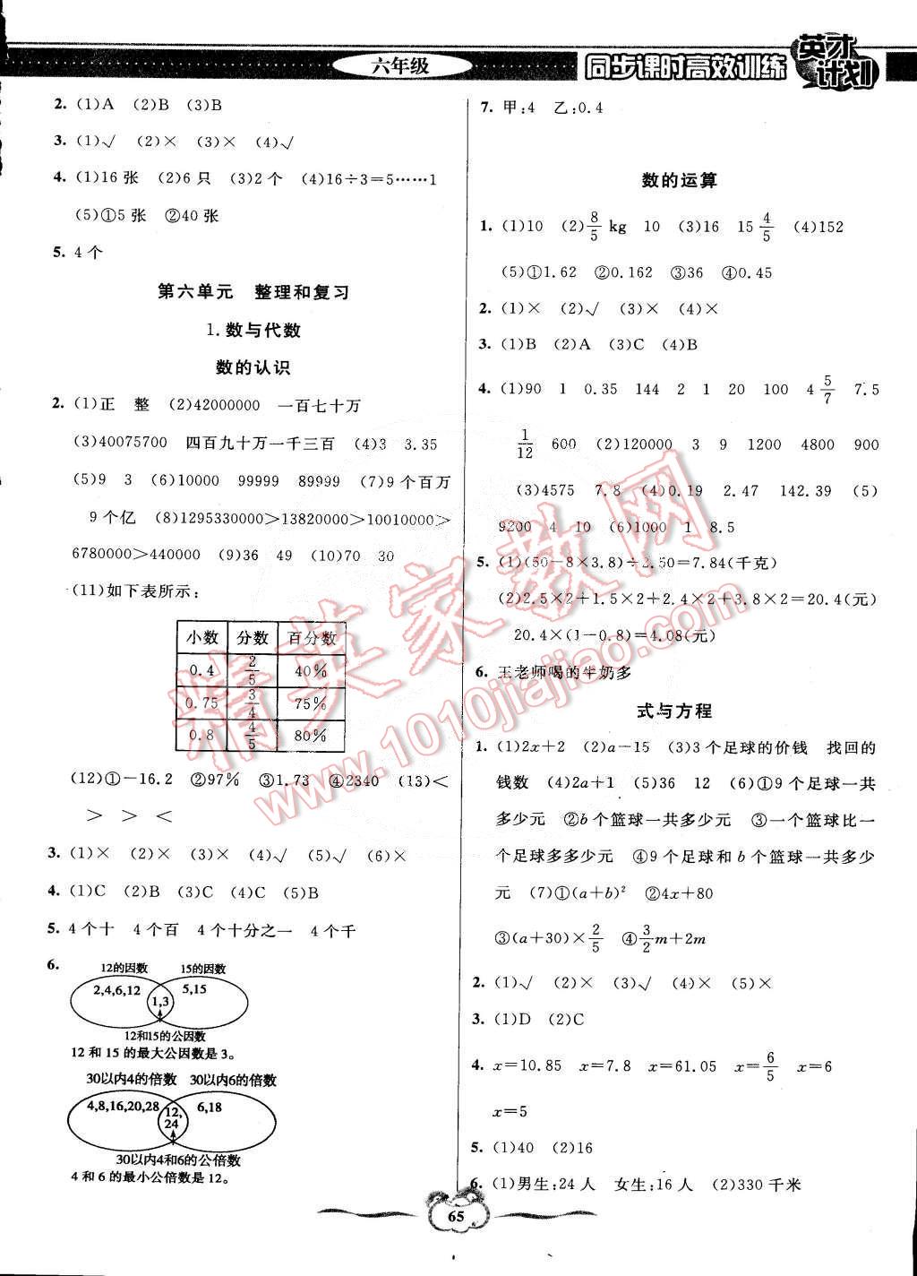 2015年英才計劃同步課時高效訓練六年級數(shù)學下冊人教版 第5頁