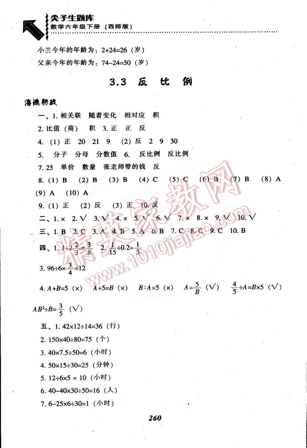 2015年尖子生題庫六年級(jí)數(shù)學(xué)下冊(cè)西師大版 第19頁