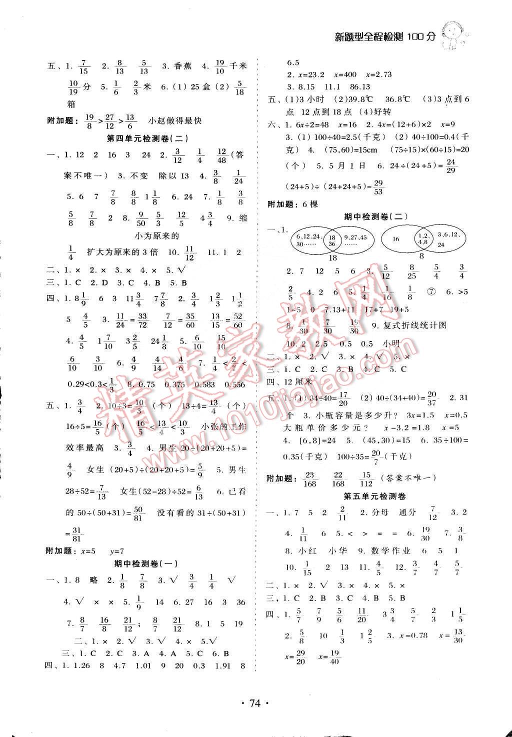 2015年新題型全程檢測(cè)100分五年級(jí)數(shù)學(xué)下冊(cè)蘇教版 第2頁(yè)