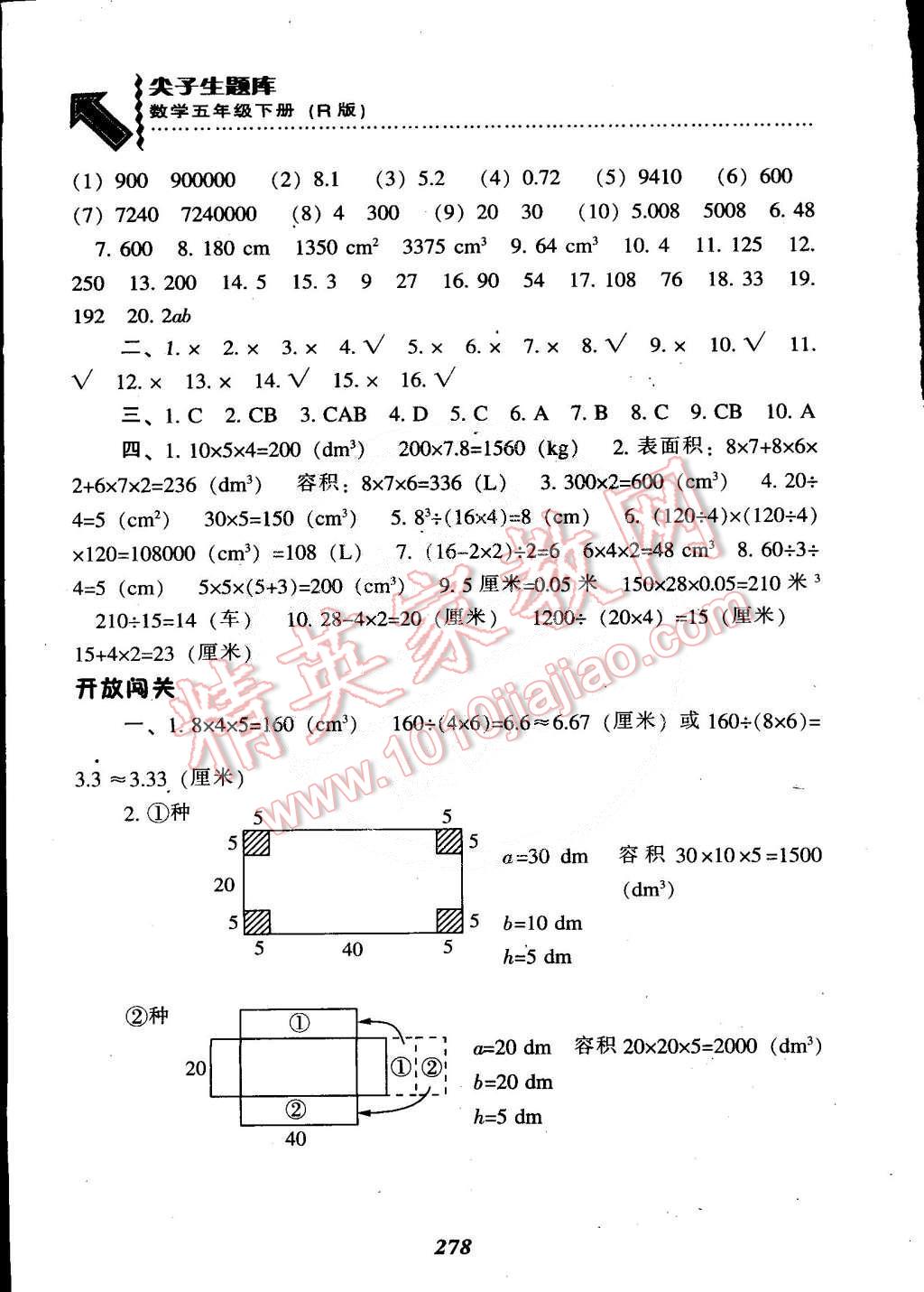 2015年尖子生题库五年级数学下册人教版 第11页