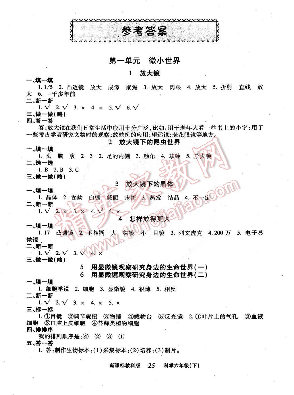 2015年優(yōu)效學(xué)習(xí)練創(chuàng)考六年級科學(xué)下冊教科版 第1頁