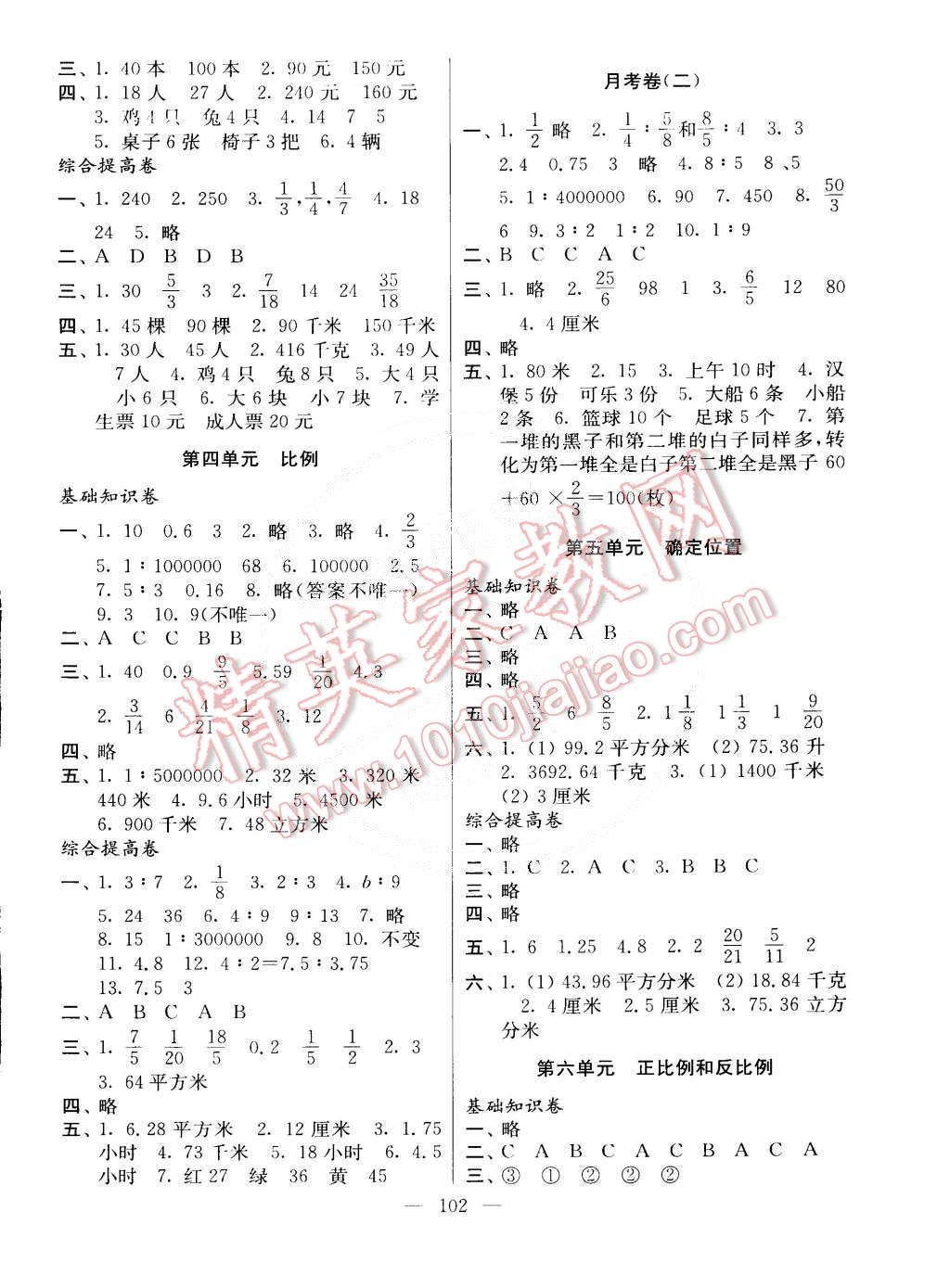 2015年新課堂單元達(dá)標(biāo)活頁卷六年級(jí)數(shù)學(xué)下冊(cè)江蘇版 第2頁