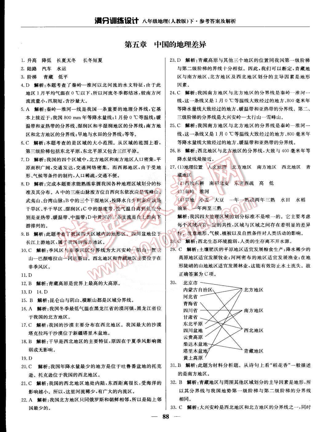 2015年满分训练设计八年级地理下册人教版 第1页