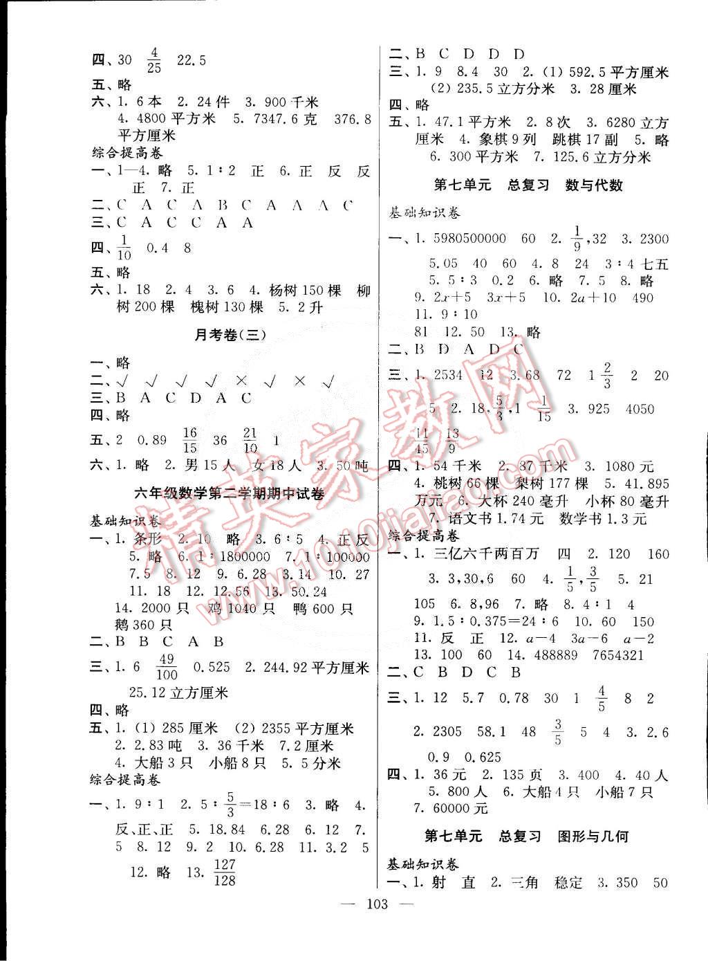 2015年新課堂單元達(dá)標(biāo)活頁卷六年級數(shù)學(xué)下冊江蘇版 第3頁