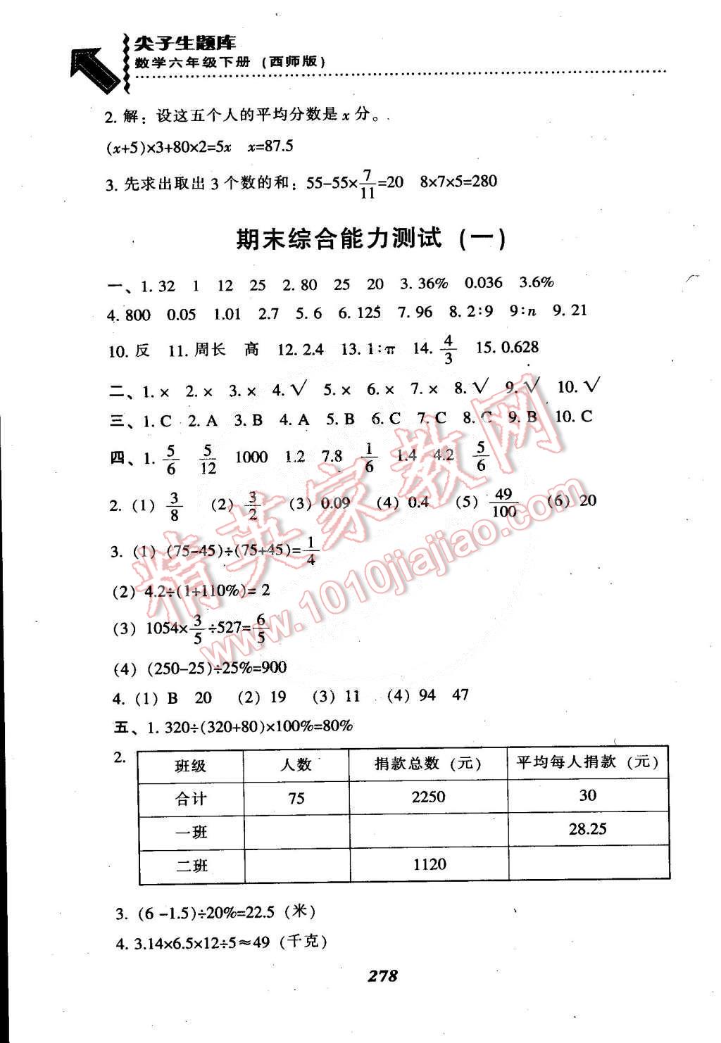 2015年尖子生題庫(kù)六年級(jí)數(shù)學(xué)下冊(cè)西師大版 第37頁(yè)