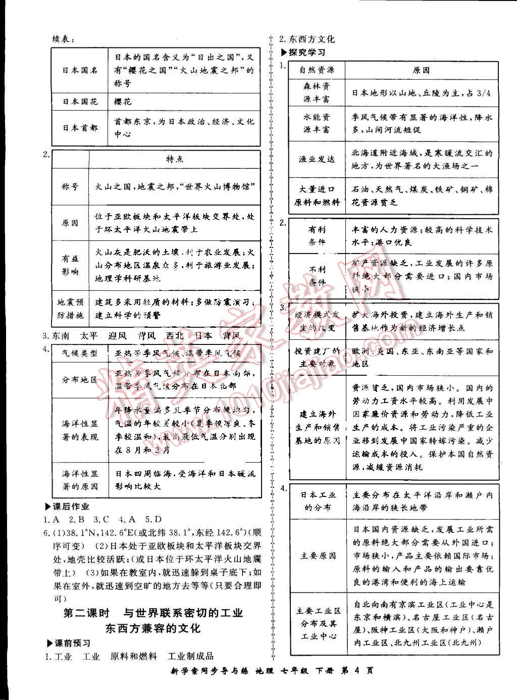 2015年新學(xué)案同步導(dǎo)與練七年級地理下冊人教版 第4頁