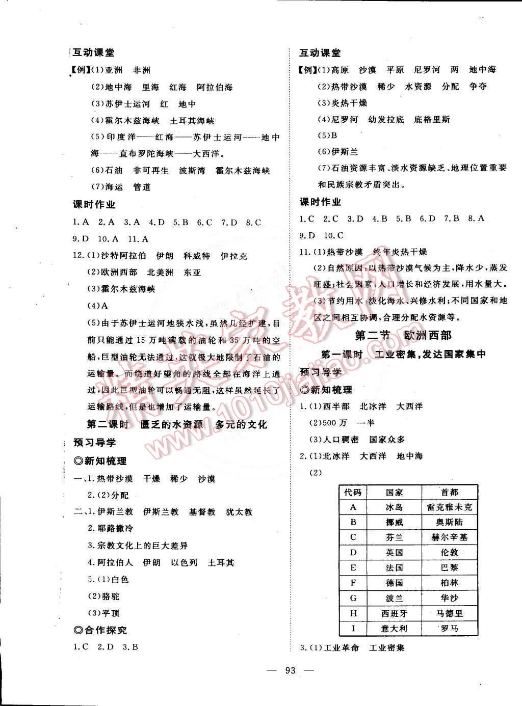 2015年351高效课堂导学案七年级地理下册 第9页