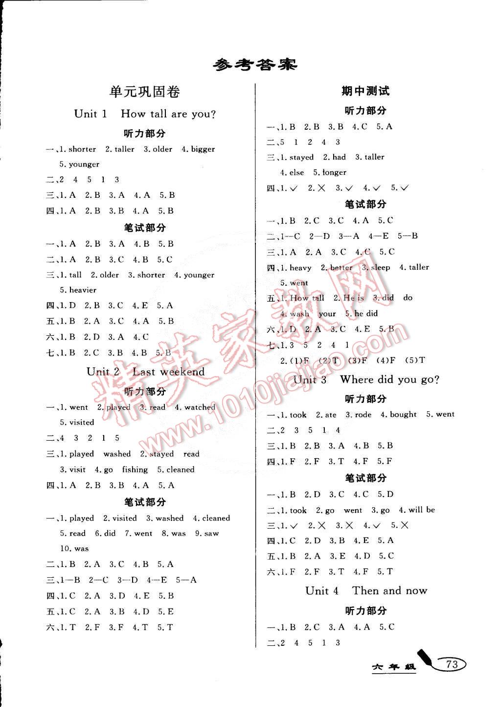 2015年亮點(diǎn)激活精編提優(yōu)大試卷六年級(jí)英語下冊(cè)人教版 第5頁