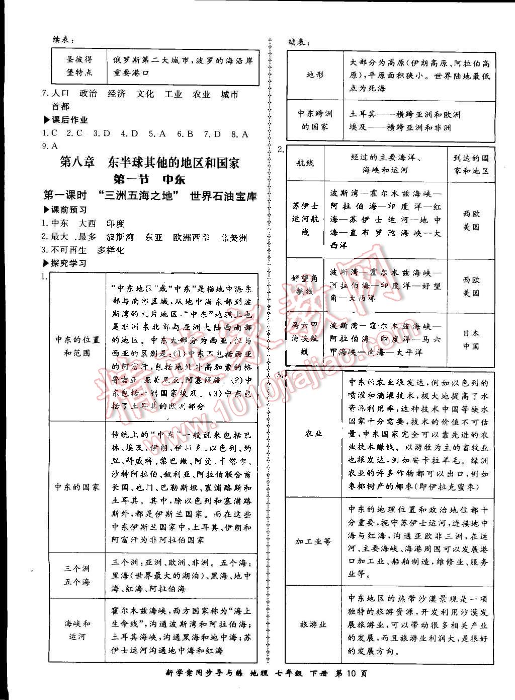 2015年新學案同步導與練七年級地理下冊人教版 第10頁