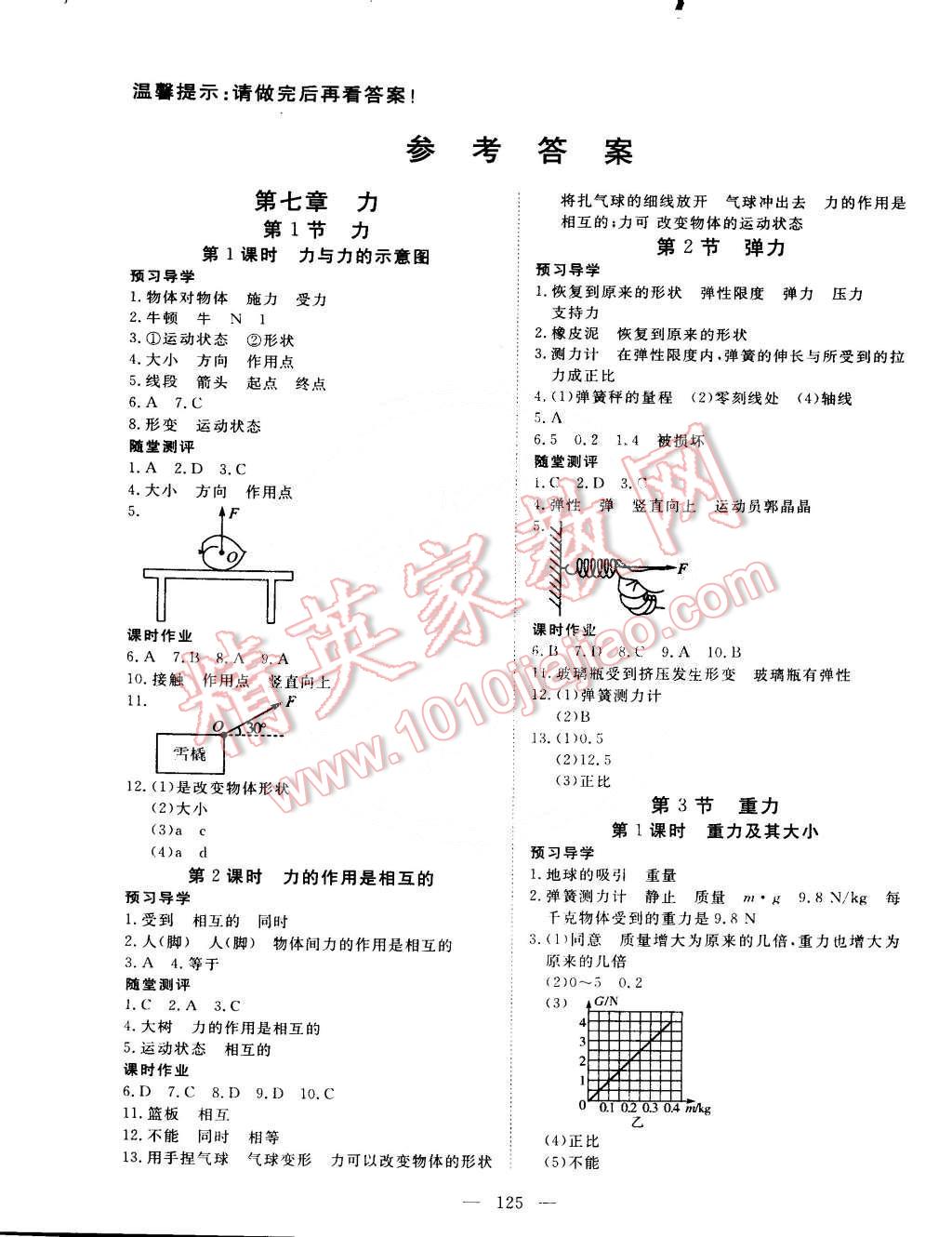 2015年351高效课堂导学案八年级物理下册 第1页