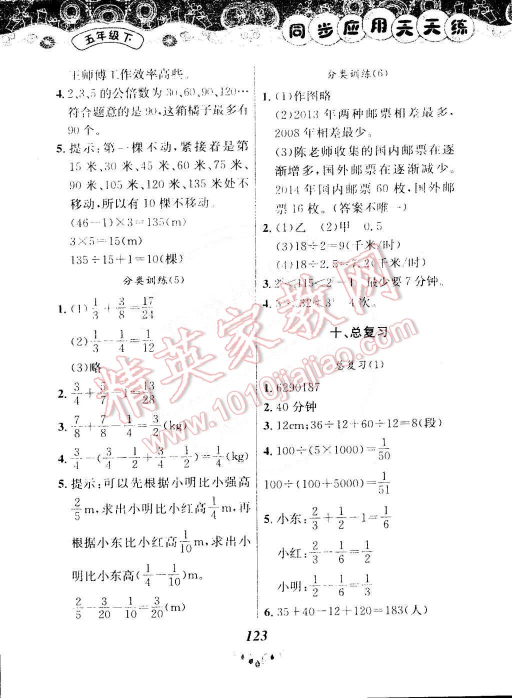 2015年黃岡小狀元同步應(yīng)用天天練五年級下冊人教版 第15頁