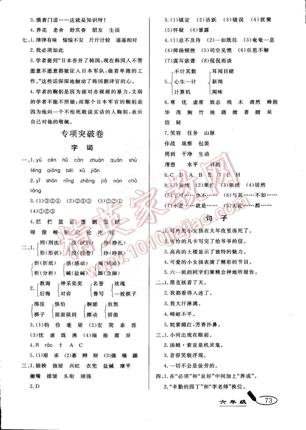 2015年亮點(diǎn)激活精編提優(yōu)大試卷六年級(jí)語文下冊(cè)人教版 第5頁