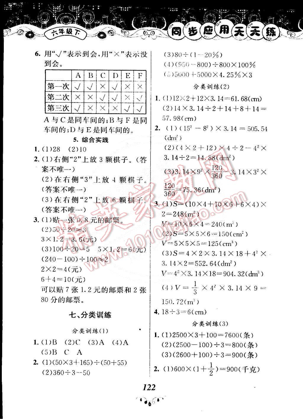 2015年黃岡小狀元同步應(yīng)用天天練六年級下冊人教版 第14頁