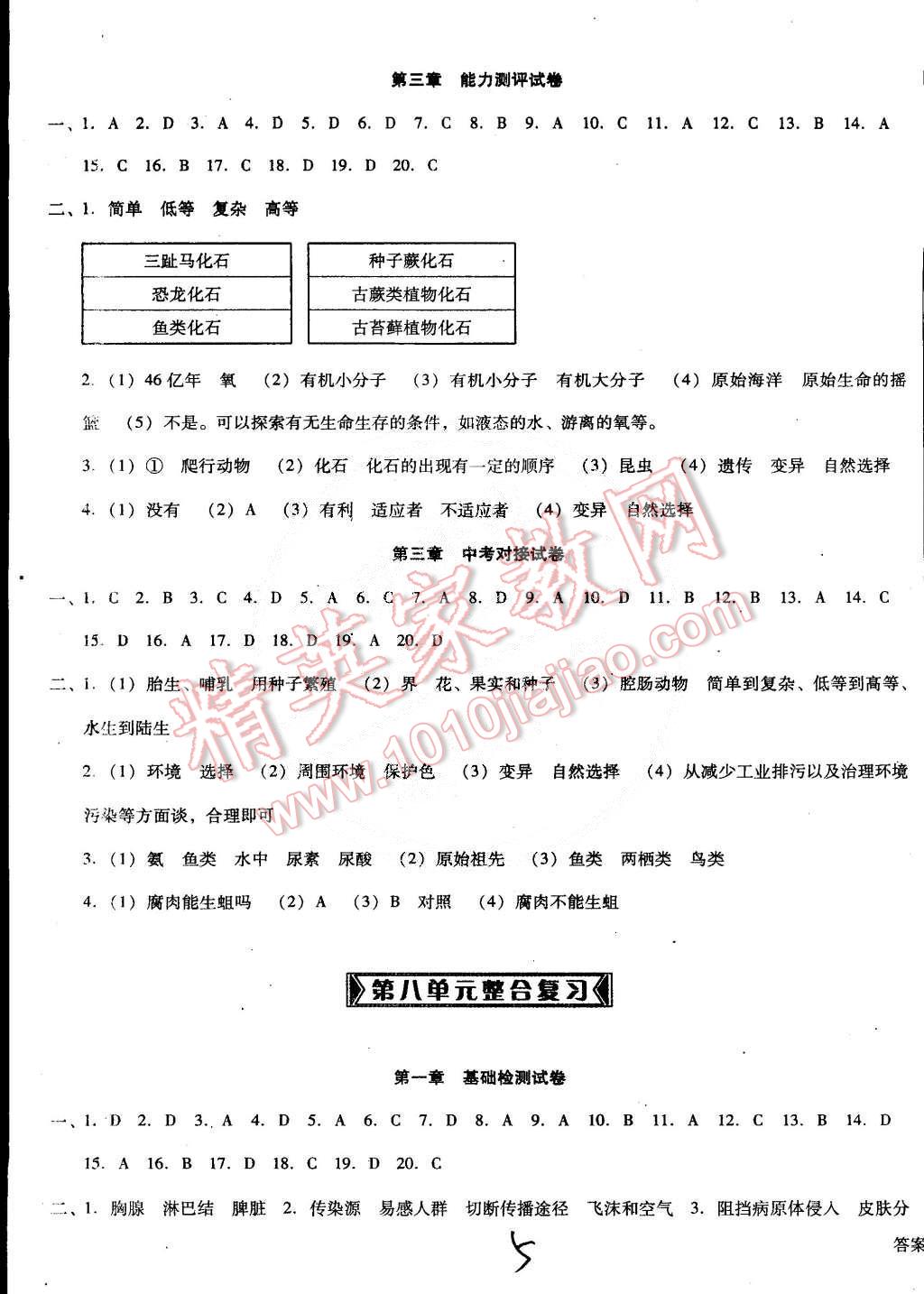 2015年单元加期末复习与测试八年级生物下册人教版 第5页