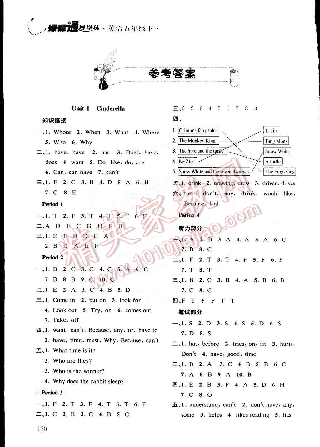 2015年課課通導(dǎo)學(xué)練五年級(jí)英語下冊(cè) 第1頁