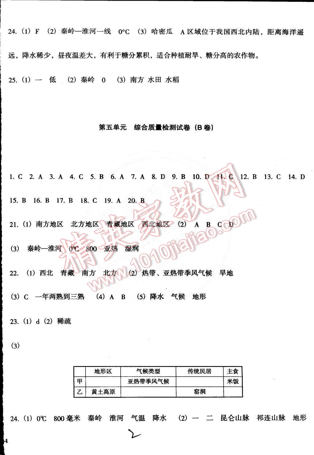 2015年單元加期末復(fù)習(xí)與測試八年級地理下冊人教版 第2頁